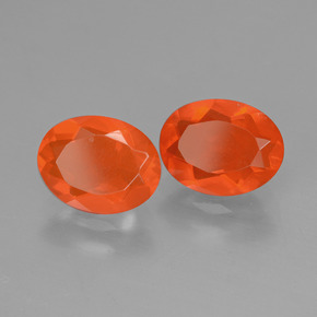 Gemas de ópalo de fuego naranja natural de 1,35 ct, corte óvalo, transparente