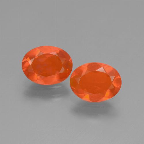 Gemas de Ópalo de fuego Naranja rojizo oscuro natural de 1.31 ct, Corte Óvalo, Transparente