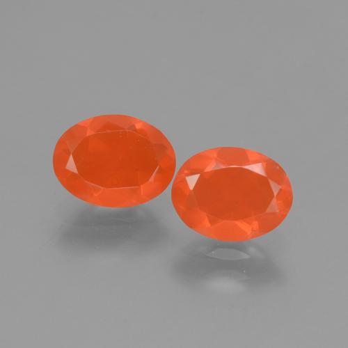 Gemas de Ópalo de fuego Naranja fuego natural de 1.29 ct, Corte Óvalo, Transparente