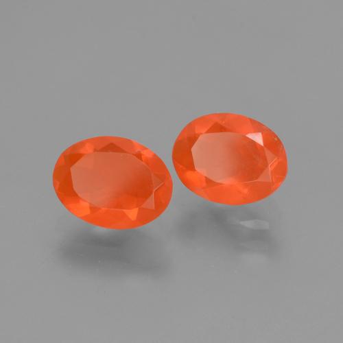 Gemas de Ópalo de fuego Naranja fuego natural de 1.29 ct, Corte Óvalo, Transparente