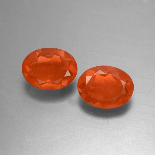 Gemas de Ópalo de fuego Naranja rojizo oscuro natural de 1.45 ct, Corte Óvalo, Transparente