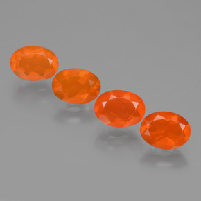 Gemas de ópalo de fuego naranja natural de  ct, corte óvalo, transparente