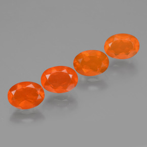 Gemas de ópalo de fuego naranja natural de  ct, corte óvalo, transparente