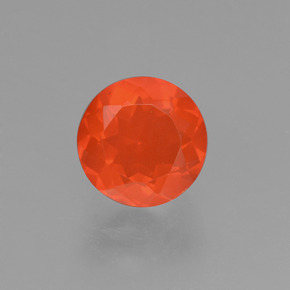 Ópalo de fuego naranja natural de 0,96 ct, corte redondo, transparente