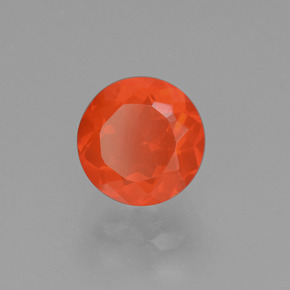 Ópalo de fuego naranja natural de 0,96 ct, corte redondo, transparente