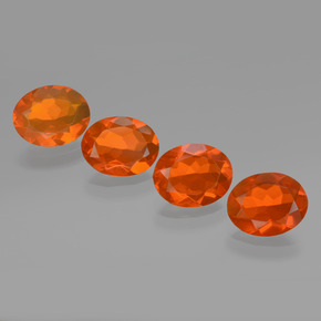 Gemas de Ópalo de fuego Naranja natural de 3.52 ct, Corte Óvalo, Transparente