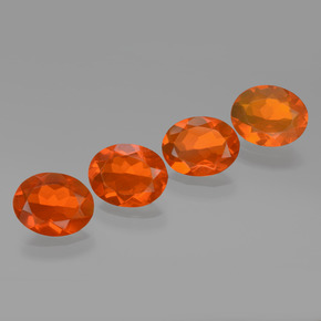 Gemas de Ópalo de fuego Naranja natural de 3.52 ct, Corte Óvalo, Transparente