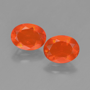 Gemas de ópalo de fuego naranja natural de 1,38 ct, corte óvalo, transparente