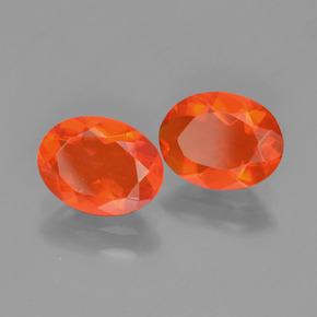Gemas de ópalo de fuego naranja natural de 1,38 ct, corte óvalo, transparente