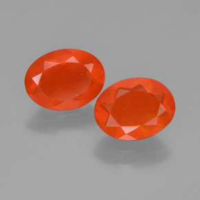 Gemas de ópalo de fuego naranja natural de 1,34 ct, corte óvalo, transparente