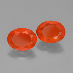 Gemas de ópalo de fuego naranja natural de 1,34 ct, corte óvalo, transparente