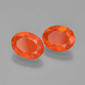 Gemas de ópalo de fuego naranja natural de 1,19 ct, corte óvalo, transparente