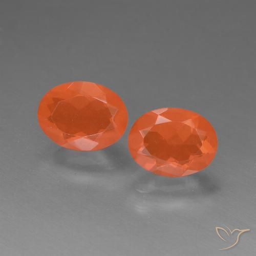 Gemas de Ópalo de fuego Naranja claro natural de 1.36 ct, Corte Óvalo, Transparente