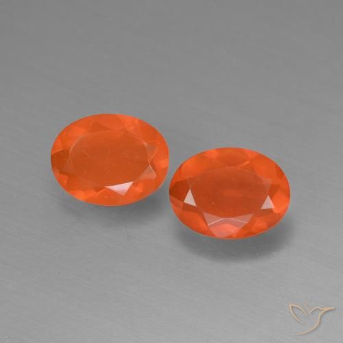 Gemas de ópalo de fuego naranja natural de 1,23 ct, corte óvalo, transparente