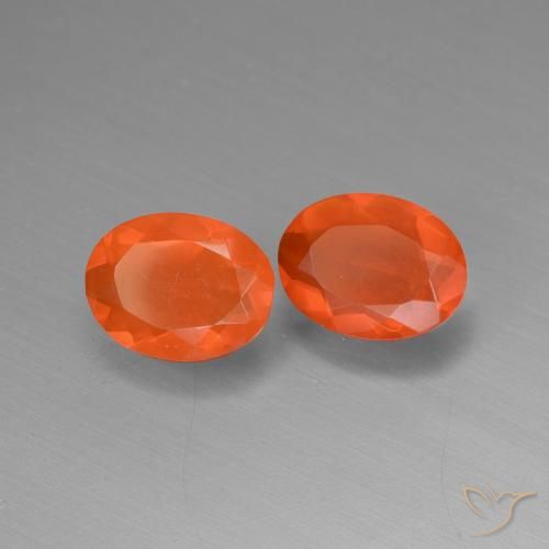 Gemas de ópalo de fuego naranja natural de 1,23 ct, corte óvalo, transparente