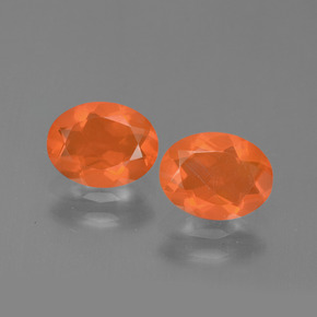 Gemas de ópalo de fuego naranja natural de  ct, corte óvalo, transparente