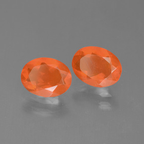 Gemas de ópalo de fuego naranja natural de  ct, corte óvalo, transparente