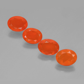 Gemas de Ópalo de fuego Naranja fuego natural de 2.94 ct, Corte Óvalo, Transparente