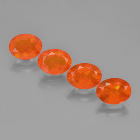 Gemas de ópalo de fuego naranja natural de 3,20 ct, corte óvalo, transparente