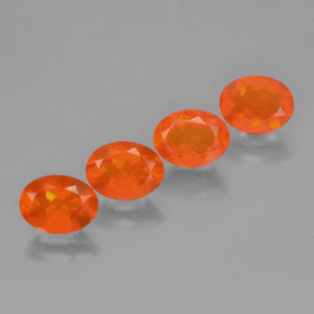 Gemas de ópalo de fuego naranja natural de 3,20 ct, corte óvalo, transparente