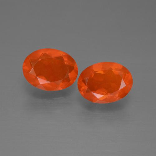 Gemas de ópalo de fuego naranja natural de 1,51 ct, corte óvalo, transparente