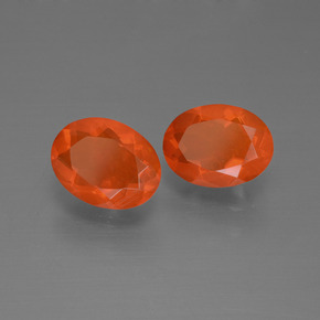 Gemas de ópalo de fuego naranja natural de 1,51 ct, corte óvalo, transparente