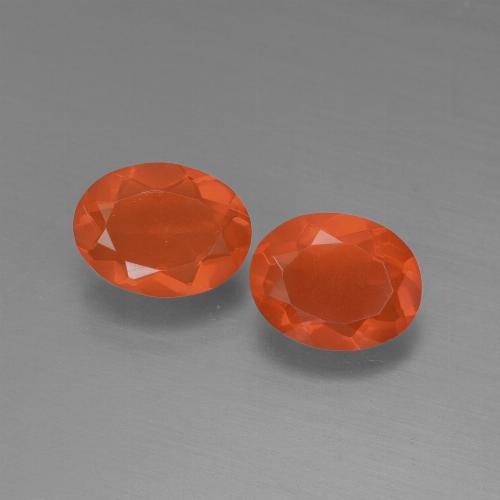 Gemas de Ópalo de fuego Naranja fuego natural de 1.40 ct, Corte Óvalo, Transparente
