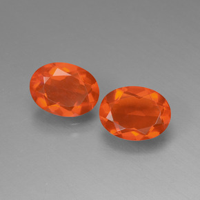 Gemas de ópalo de fuego naranja natural de  ct, corte óvalo, transparente