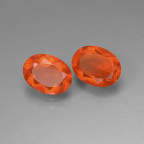 Gemas de ópalo de fuego naranja natural de  ct, corte óvalo, transparente