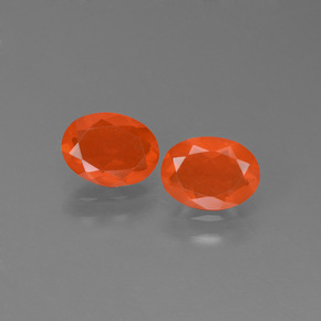 Gemas de ópalo de fuego naranja natural de  ct, corte óvalo, transparente
