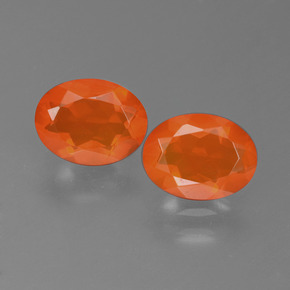 Gemas de ópalo de fuego naranja natural de 1,41 ct, corte óvalo, transparente