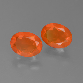 Gemas de ópalo de fuego naranja natural de 1,41 ct, corte óvalo, transparente