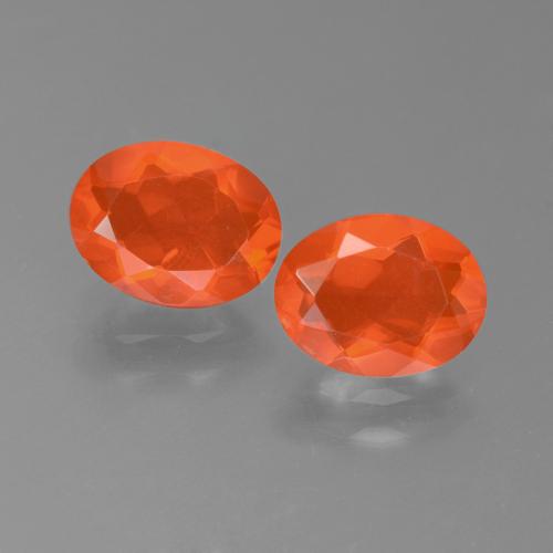 Gemas de Ópalo de fuego Naranja fuego natural de 1.37 ct, Corte Óvalo, Transparente