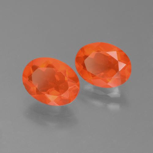 Gemas de Ópalo de fuego Naranja fuego natural de 1.37 ct, Corte Óvalo, Transparente