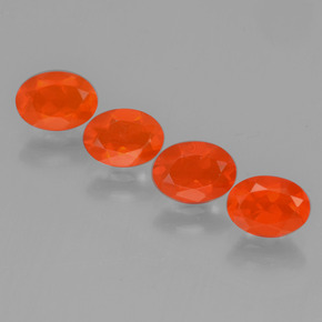 Gemas de ópalo de fuego naranja natural de 1,81 ct, corte óvalo, transparente