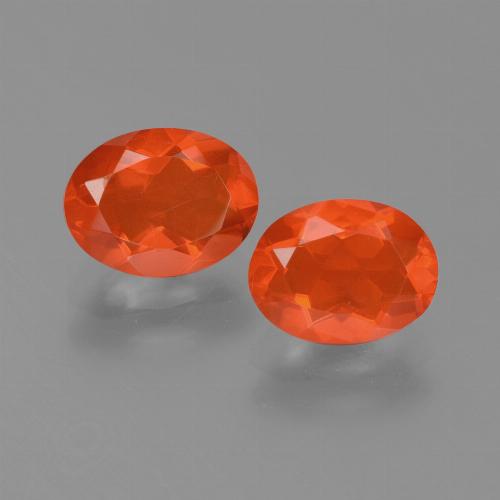 Gemas de Ópalo de fuego Naranja intenso natural de 1.54 ct, Corte Óvalo, Transparente