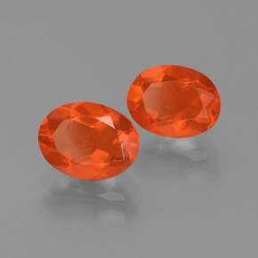 Gemas de Ópalo de fuego Naranja intenso natural de 1.54 ct, Corte Óvalo, Transparente