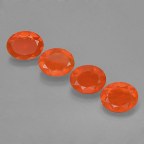 Gemas de ópalo de fuego naranja natural de 3,33 ct, corte óvalo, transparente