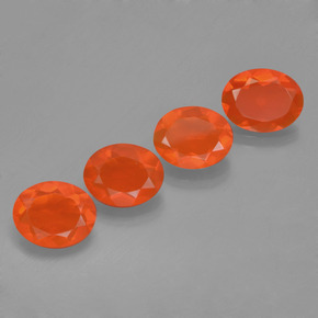 Gemas de ópalo de fuego naranja natural de 3,33 ct, corte óvalo, transparente