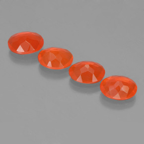 Gemas de ópalo de fuego naranja natural de 3,33 ct, corte óvalo, transparente