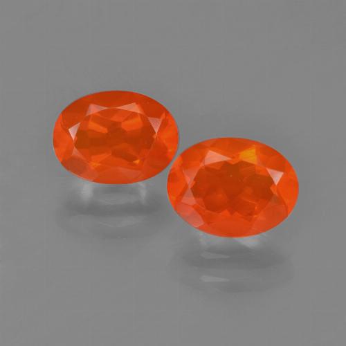 Gemas de Ópalo de fuego Naranja intenso natural de 1.64 ct, Corte Óvalo, Transparente