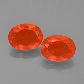 Gemas de ópalo de fuego rojo natural de 1,80 ct, corte óvalo, transparente