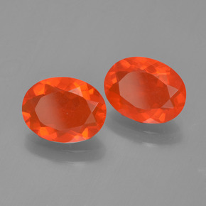Gemas de ópalo de fuego rojo natural de 1,80 ct, corte óvalo, transparente