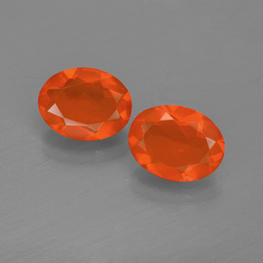 Gemas de ópalo de fuego rojo natural de 1,29 ct, corte óvalo, transparente