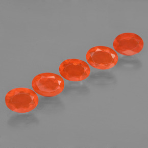 Gemas de ópalo de fuego naranja natural de  ct, corte óvalo, transparente