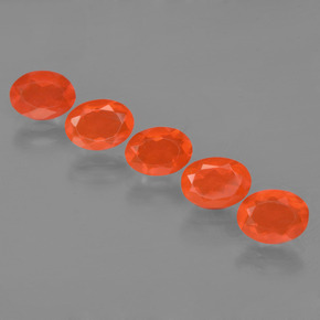 Gemas de ópalo de fuego naranja natural de  ct, corte óvalo, transparente