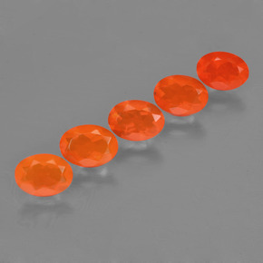 Gemas de ópalo de fuego naranja natural de  ct, corte óvalo, transparente