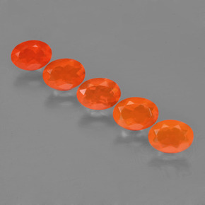 Gemas de ópalo de fuego naranja natural de  ct, corte óvalo, transparente