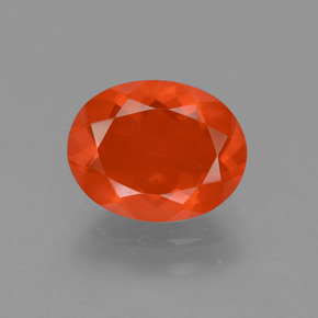 Ópalo de fuego naranja natural de 1,43 ct, corte óvalo, transparente