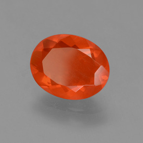 Ópalo de fuego naranja natural de 1,43 ct, corte óvalo, transparente